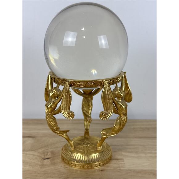 RARE Vintage Crystal Visions 1989 Franklin Mint Crystal Ball 24K Gold Plated - Picture 2 of 11